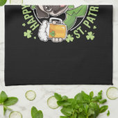 Lustiger St. Patrick's Day Mops mit Bierkrug Geschirrtuch (Gefaltet)