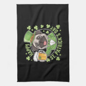 Lustiger St. Patrick's Day Mops mit Bierkrug Geschirrtuch (Vertikal)