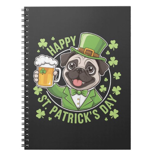 Lustiger St. Patrick's Day Mops mit Bierkrug Notizblock (Vorderseite)