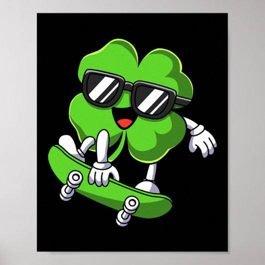 Lustiger St. Patrick's Day Shamrock Skateboarding  Poster (Vorne)