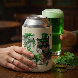 Lustiger St. Patrick's Day Wolf Getränkehalter Dosenkühler
