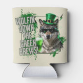 Lustiger St. Patrick's Day Wolf Getränkehalter Dosenkühler (Rückseite)