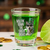 Lustiger St. Patrick's Day Wolf irischer Partyarti Schnapsglas
