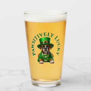 Lustiger St. Patrick's Hund Pawsitiv Glückspilz Glas