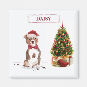Lustiger Staffordshire Bull Terrier Weihnachts Hun Magnet