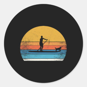 Lustiger Stand Up Paddle Board Hund Sup Paddling Runder Aufkleber