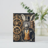 Lustiger Steampunk-Hase mit TV-Kopf Postkarte (Stehend Vorderseite)