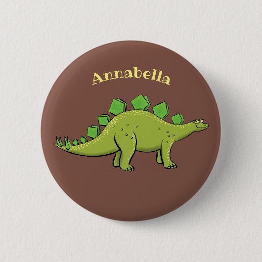 Lustiger Stegosaurus-Dinosaur-Cartoon Button (Vorderseite)