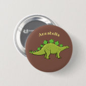 Lustiger Stegosaurus-Dinosaur-Cartoon Button (Vorne & Hinten)