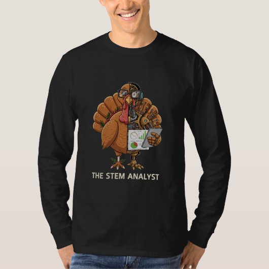Lustiger STEM-Analytiker-Roboter Truthahn-Erntedan T-Shirt (Vorderseite)