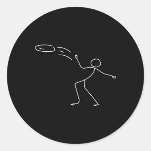 Lustiger Stickman Disc Golf Spieler Sportliebhaber Runder Aufkleber