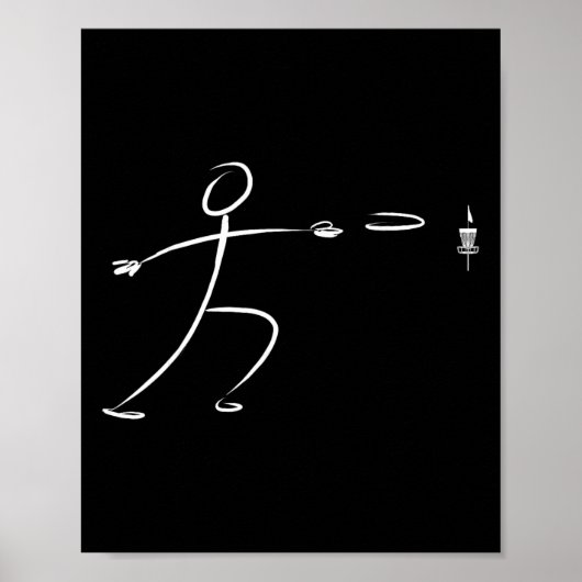 Lustiger Stickman-Disc-Golf-Spieler wirft Disc-Gol Poster (Vorne)