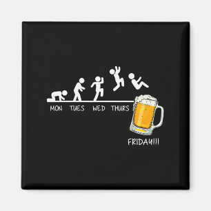 Lustiger Stickman Springt Bier Tage Der Woche Frei Magnet