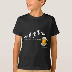Lustiger Stickman Springt Bier Tage Der Woche Frei T-Shirt