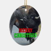 Lustiger Stier-Bison, der seine Testikel leckt Keramikornament (Rechts)