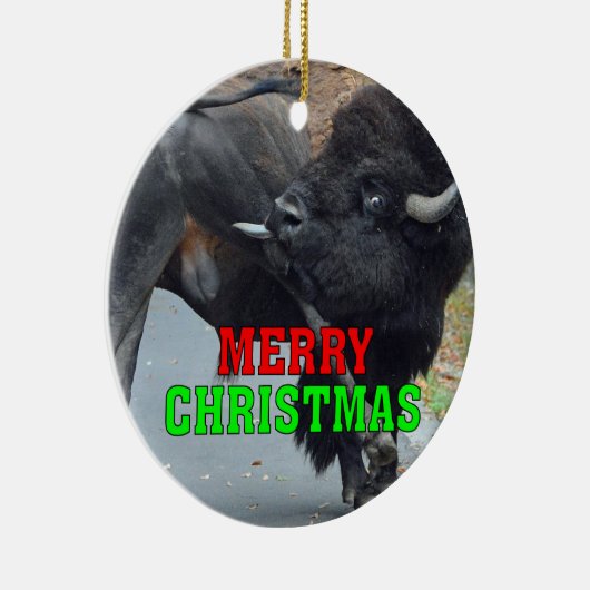 Lustiger Stier-Bison, der seine Testikel leckt Keramikornament (Rechts)
