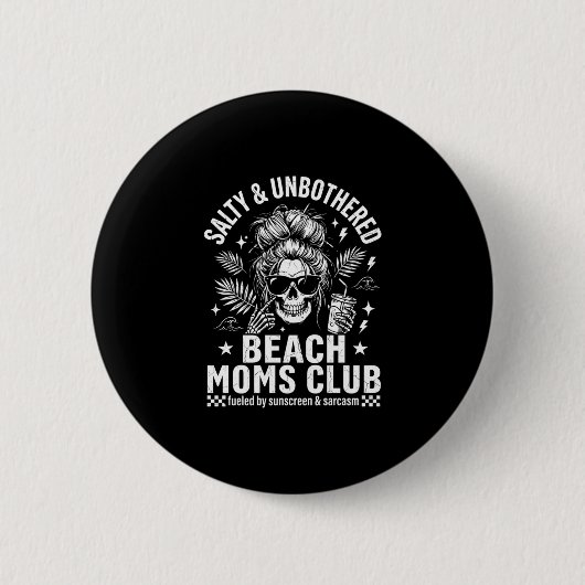 Lustiger Strand-Mutter-Club-Skelett salzig und unb Button (Vorderseite)