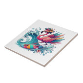Lustiger Strand rosa Flamingo Fliese (Seite)