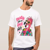 Lustiger Strand rosa Flamingo  T-Shirt (Vorderseite)