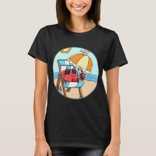 Lustiger Strandurlaub Schirm Getränk Krabbe Cartoo T-Shirt