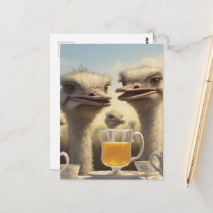 Lustiger Straußenteetee Postkarte