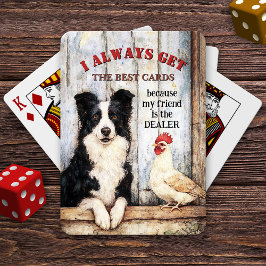 Lustiger struppiger Hund und Huhn Spielkarten