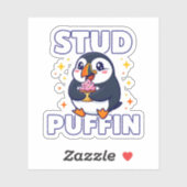 Lustiger Stud-Papageientaucher Süßer Vogel Cupcake Aufkleber (Blatt)