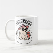 Lustiger Summerween-Geist Rosa Schwebend In Flamin Kaffeetasse (Links)