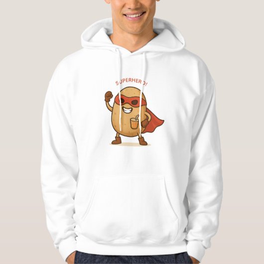 Lustiger Superhelden-Kartoffel-Cartoon-Pullover-Ho Hoodie (Vorderseite)
