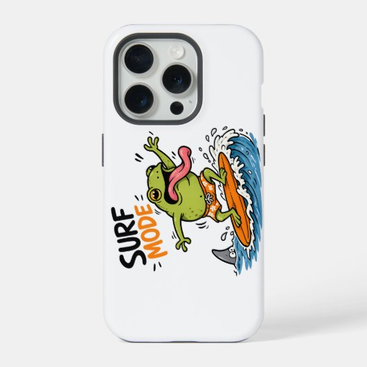 Lustiger Surf-Modus-Frosch|Lustiger Frosch Sommer iPhone Hülle (Rückseite)