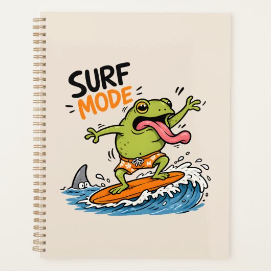 Lustiger Surf-Modus-Frosch|Lustiger Frosch Sommer Planer (Vorderseite)
