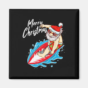 Lustiger surfen Santa Claus Hawaiianischer Weihnac Magnet