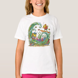 Lustiger Surfender Gelber Fisch Tropische Strandpa T-Shirt