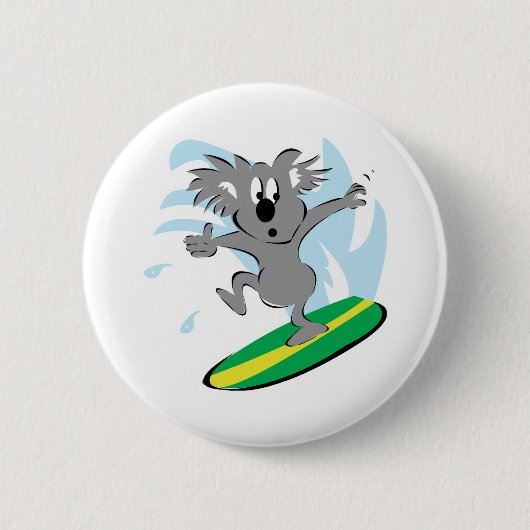 lustiger surfender Koala-Bär Button (Vorderseite)