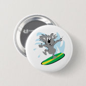 lustiger surfender Koala-Bär Button (Vorne & Hinten)