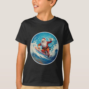 Lustiger surfenender Weihnachtsmann auf Surfboard T-Shirt