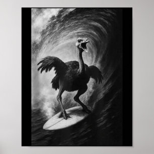 Lustiger Surfer-Strauß Selfie auf Surfbrett Safari Poster