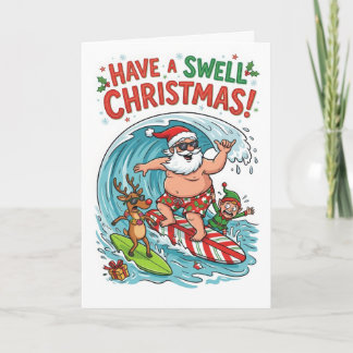 Lustiger Surfer-Weihnachtsmann – Hab ein tolles We Karte