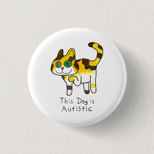 Lustiger süßer autistischer Hunde-Comic Button (Vorderseite)