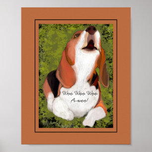 Lustiger, süßer Beagle heult Poster