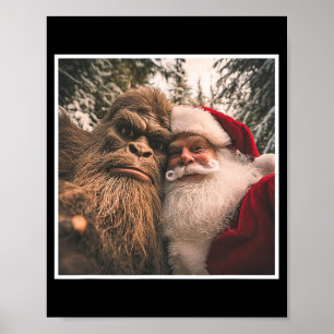 Lustiger Süßer Bigfoot Weihnachtsmann Selfie Weihn Poster