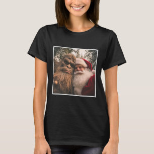 Lustiger Süßer Bigfoot Weihnachtsmann Selfie Weihn T-Shirt