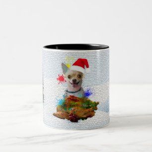 Lustiger, süßer Chihuahua Hund Yappy Weihnachten Zweifarbige Tasse