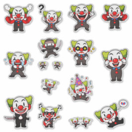 Lustiger süßer Clown-Ausdruck-Sticker-Pack Aufkleber