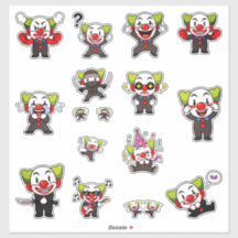 Lustiger süßer Clown-Ausdruck-Sticker-Pack