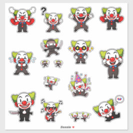 Lustiger süßer Clown-Ausdruck-Sticker-Pack Aufkleber