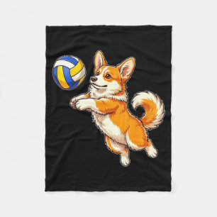 Lustiger süßer Corgi-Hund spielt Volleyball-Sport Fleecedecke