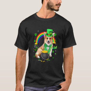 Lustiger Süßer Corgi Leprechaun Shamrock St. Patri T-Shirt