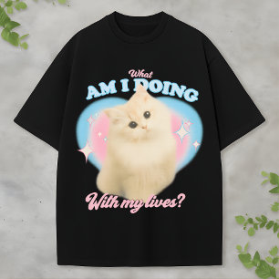 Lustiger Süßer Existentieller Katzen-Meme Pastell T-Shirt