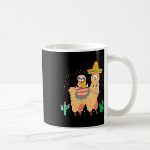 Lustiger süßer Faultier und Lama mit Taco und mexi Kaffeetasse